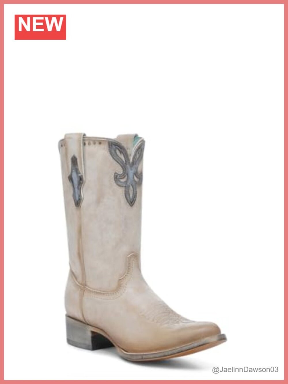 Western Cowboy Boots Leather Mid Calf Round Toe Pull On Embroidered